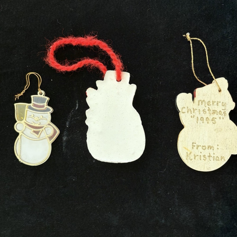 Vintage Snowman‎ Christmas Ornaments Lot Of 3 90s Nostalgia - Picture 6 of 8